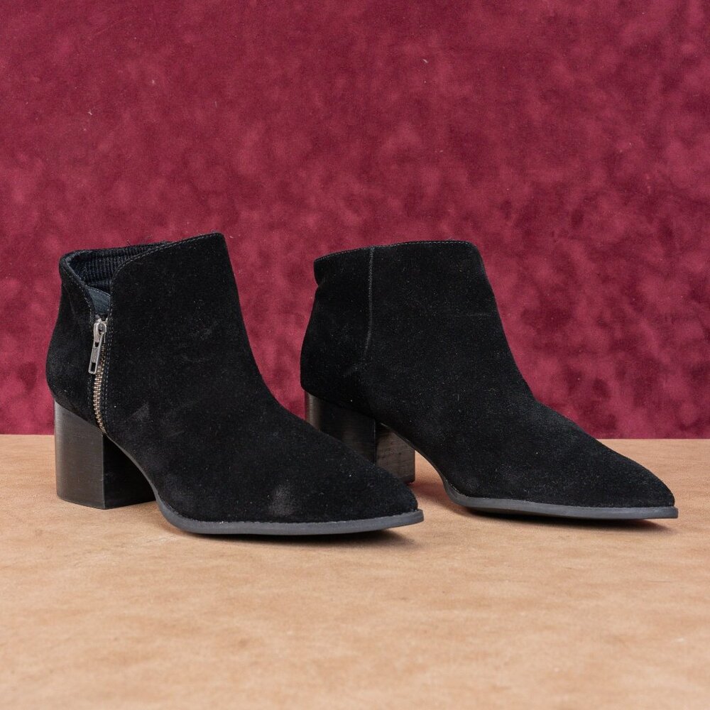 Seychelles Women Chaparral Western Black Suede Zip Block Heel Ankle Boots sz 9